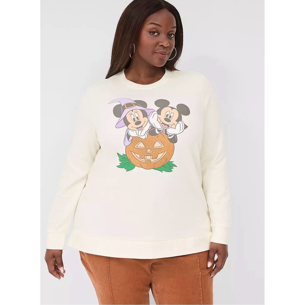 NWOT‎ Disney women's 18/20 crewneck sweater Halloween Mickey Minnie Mouse